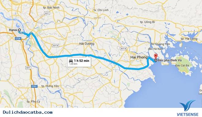 Quãng đường đi Cát Bà theo hướng Hải Phòng.